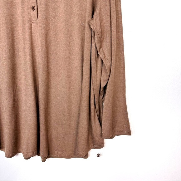 RDI Jersey Knit Pop over Roll Sleeve Top Brown Relaxed Blouse Plus Size 3X NWOT - Picture 6 of 11